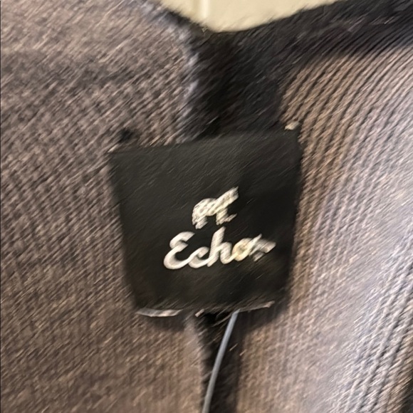 Echo Women’s One size Black and Gray Striped Poncho - Picture 2 of 5